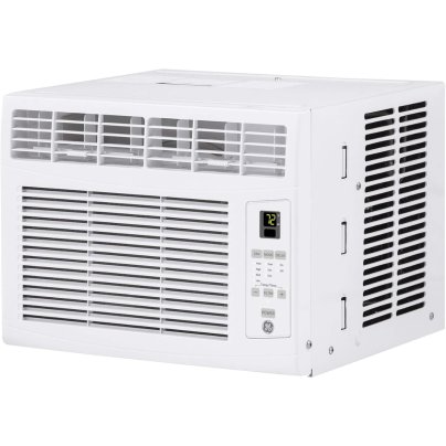 The GE 6,000 BTU Electronic Window Air Conditioner on a white background