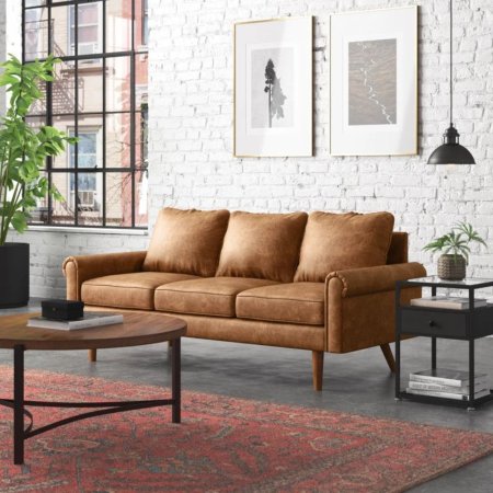  The Best Leather Sofas Option: Steelside Ainsley Vegan Leather Sofa