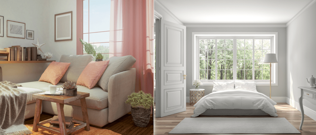 paint mistakes that make your house look dingy side by side pink trim vs crisp white trim