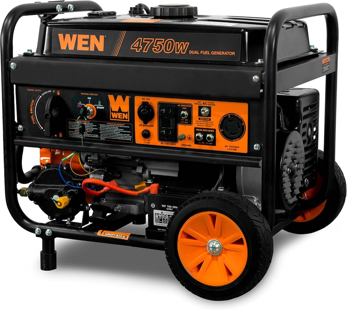 The WEN DF475T dual fuel generator is on a white background.