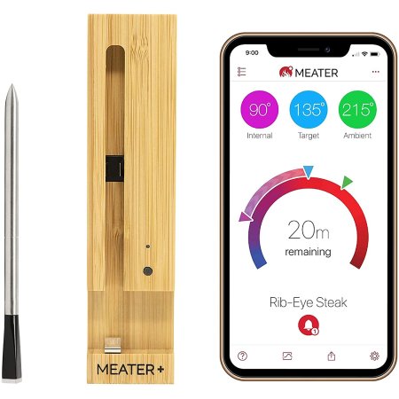  The Meater Plus With Bluetooth Repeater Thermometer on a white background.