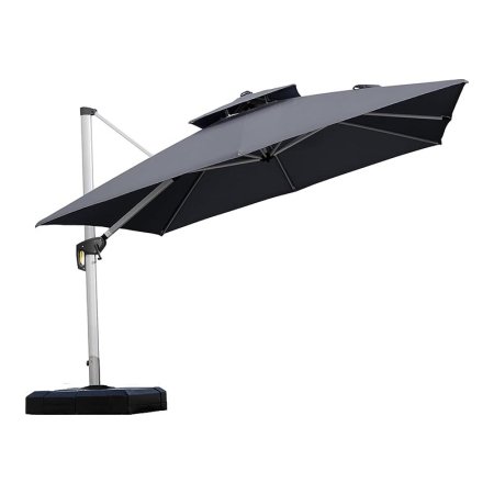  Purple Leaf Double-Top 360 Degree Cantilever Umbrella on a white background