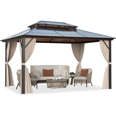  Erommy 10-by-13-Foot Double Roof Hardtop Gazebo on a white background