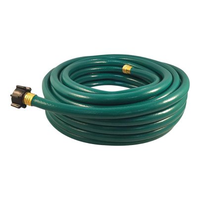 Green Flexon Light-Duty Lawn & Garden Hose coiled on white background