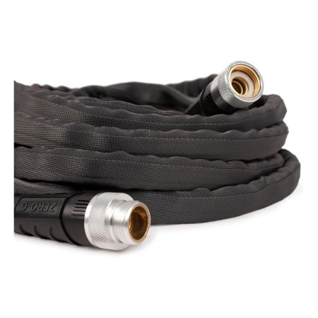  Black Teknor Apex Zero-G Lightweight Garden Hose coiled on white background