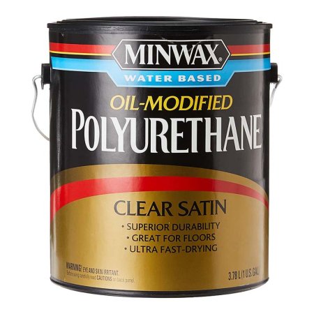  Can of Minwax Water-Based Oil-Modified Polyurethane on a white background