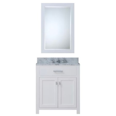  The Water Creation Madison 30-Inch Modern White Vanity on a white background.