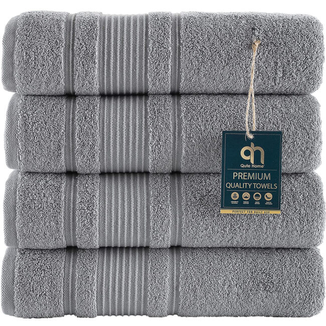 4 Pack Premium Bath Towels 100% Cotton (28 x 54 Bath Towels