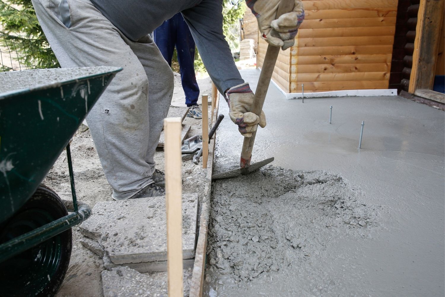 A concrete driveway in the making.