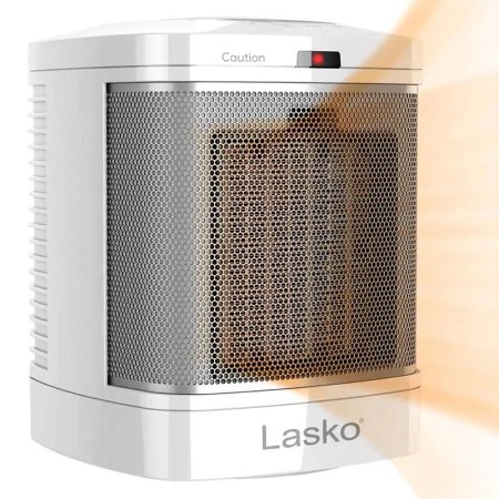  The Lasko Ceramic Bathroom Space Heater With Safety Plug on a white background.