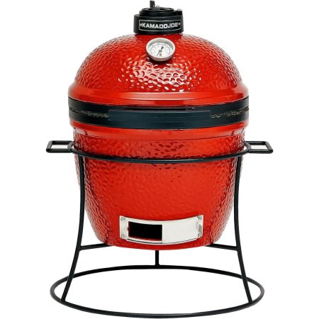  The Kamado Joe Joe Jr. KJ13RH With Cast-Iron Stand on a white background.