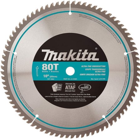  Makita A-93681 10-Inch 80-Tooth Miter Saw Blade on a white background