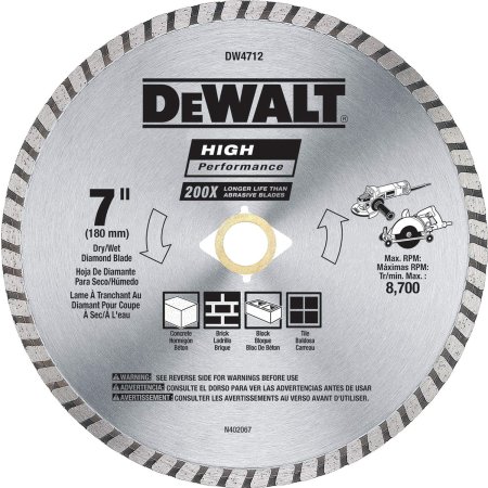  Best Circular Saw Blade Option: DEWALT Diamond Blade for Block and Brick, Dry/Wet