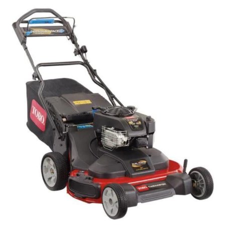  The Toro 30u0022 TimeMaster Personal Pace Gas Lawn Mower on a white background.