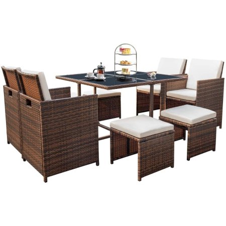  Devoko 9-Piece Patio Dining Set on a white background