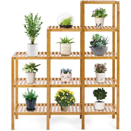  The Best Gifts for Plant Lovers Option: COSTWAY Bamboo Shelf Plant Stand