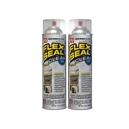  Two spray bottles of Flex Seal Spray-On Liquid Rubber Sealant on white background