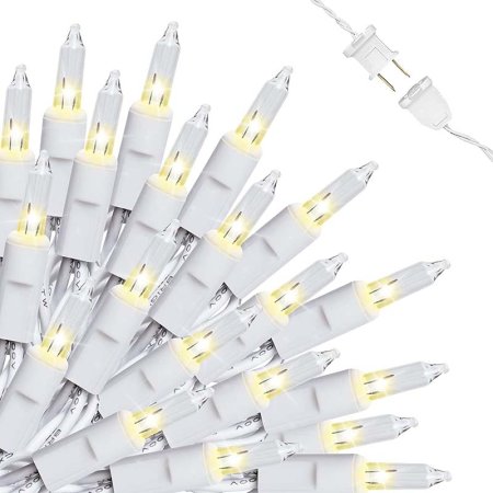  The Lidore 100 Clear Mini Christmas String Lights arranged in a fan shape on a white background.