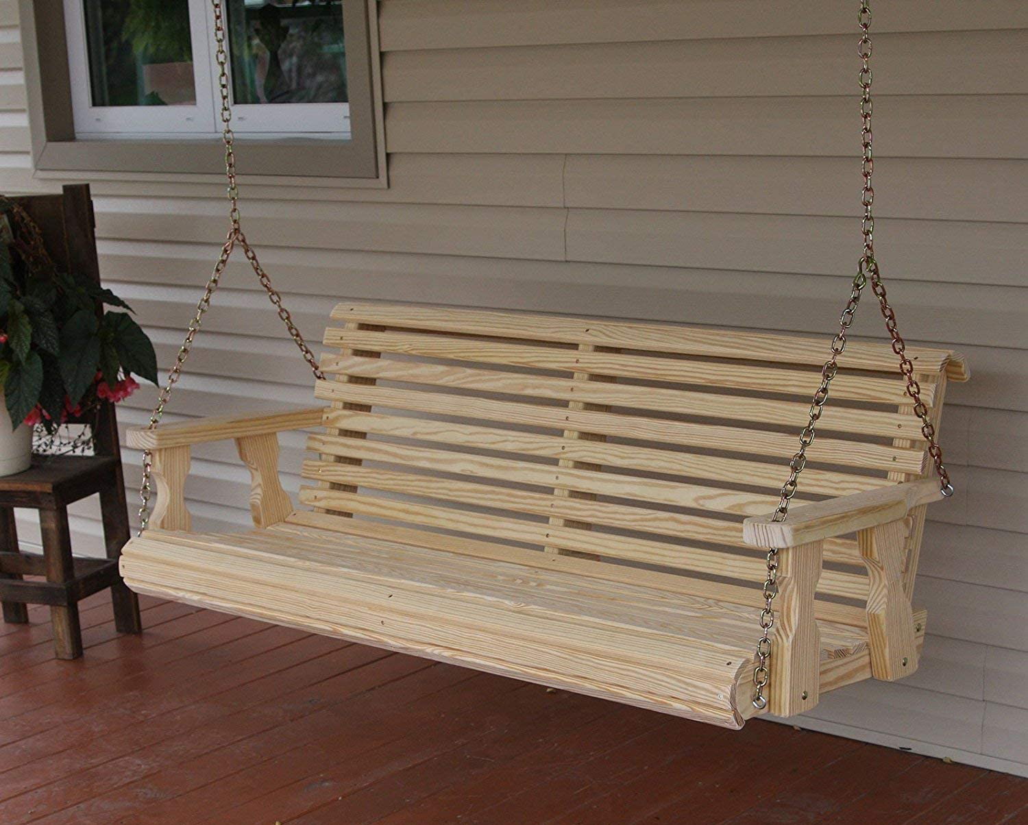 The Best Porch Swings Option hanging on a front porch