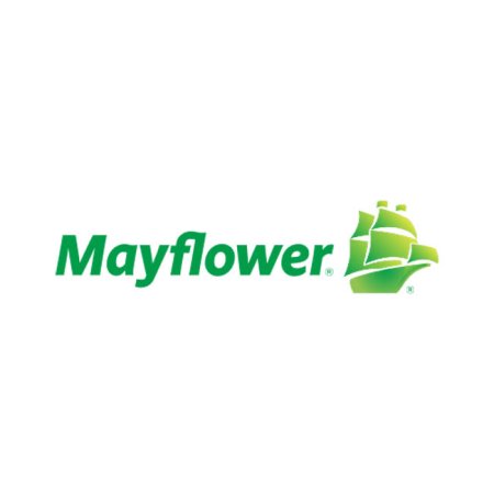  The word 'Mayflower' and the company's logo appear in green against a white background.