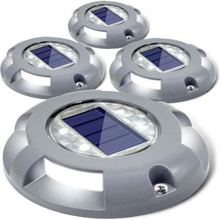  Four Siedinlar Solar Deck Lights on a white background