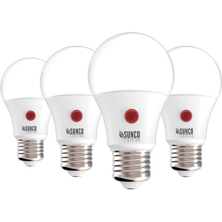  best outdoor light bulbs option: Sunco Lighting 4 Pack A19 LED Bulb