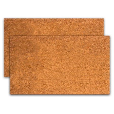  Two brown coir doormats on white background