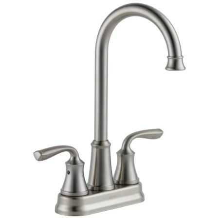  The Best Bar Sink Faucets Option: Delta Lorain Stainless 2-Handle Deck-Mount Bar Faucet