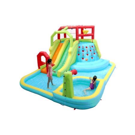  WELLFUNTIME Inflatable Water Slide Park with Splash Pool on a white background