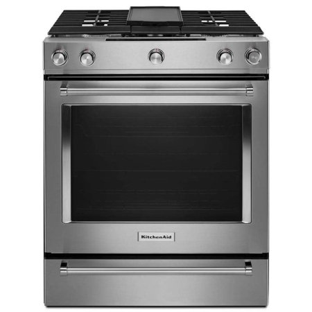  The KitchenAid Dual-Fuel Range on a white background