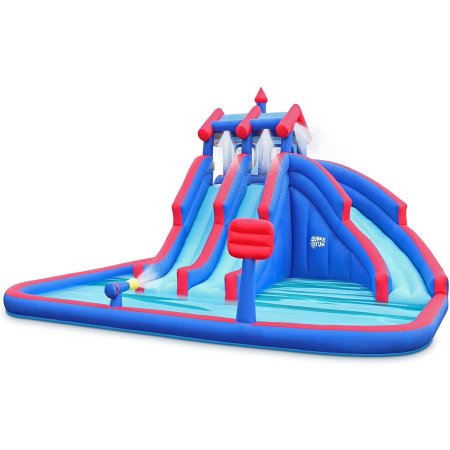  SUNNY & FUN Deluxe Inflatable Water Triple Slide Park on a white background