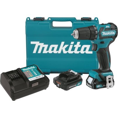 The Makita FD07R1 12V Brushless Cordless Driver-Drill Kit on a white background