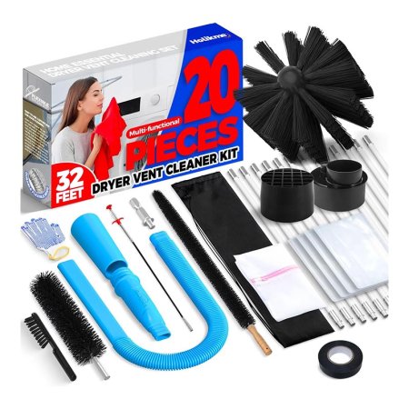  The Holikme 30-Foot 11-Piece Dryer Vent Cleaner Kit on a white background.