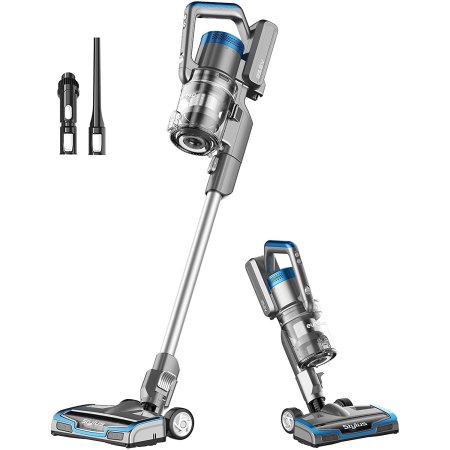  The Eureka NEC380 Stylus Lightweight Cordless Vacuum with its included accessories on a white background.