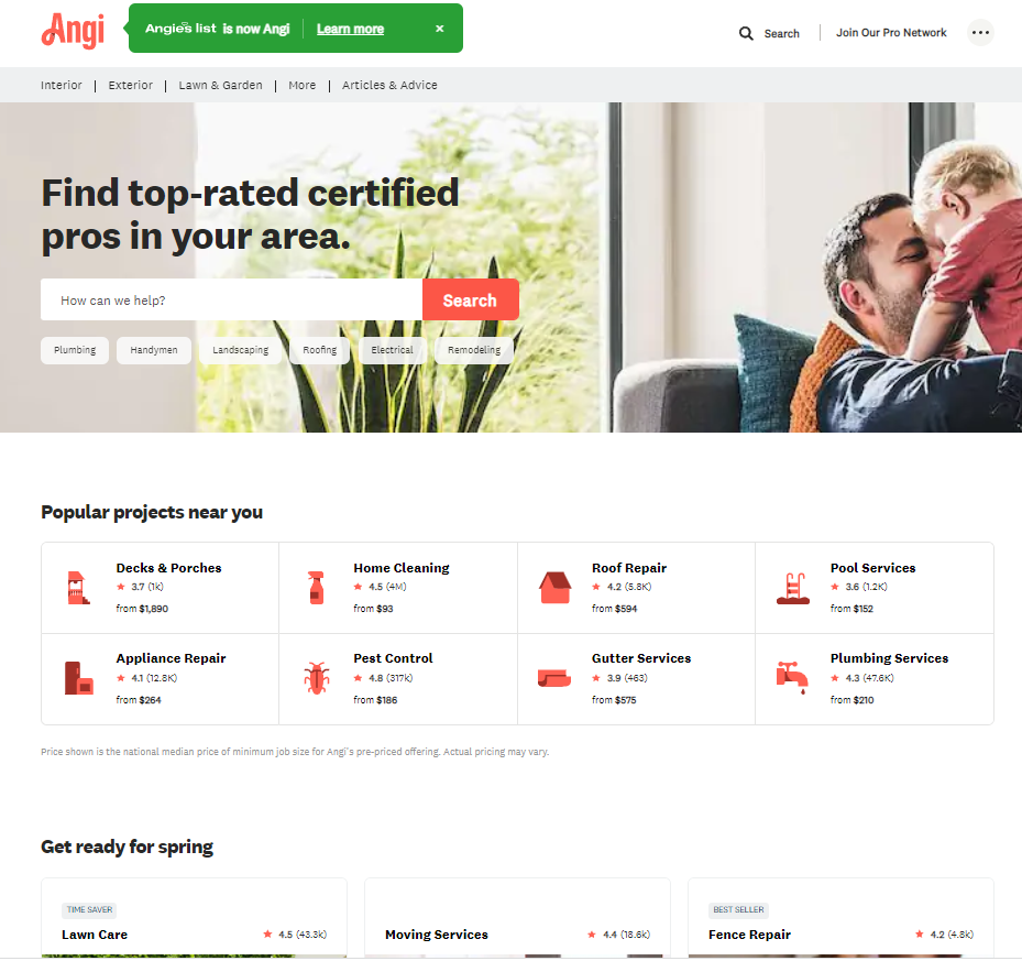 Angi Review Photo 1 - Landing Page