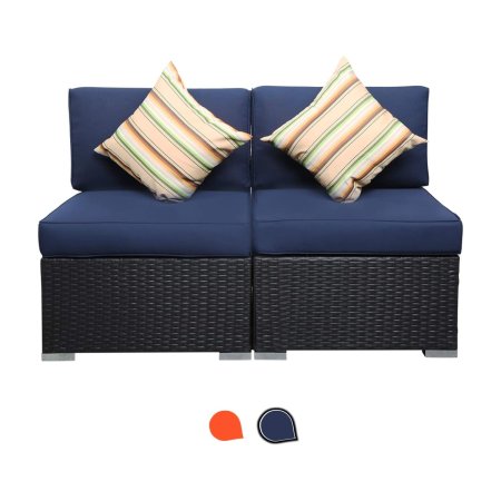  The Best Outdoor Sectional Option: Excited Work 2 Piece Wicker Rattan Patio Couch