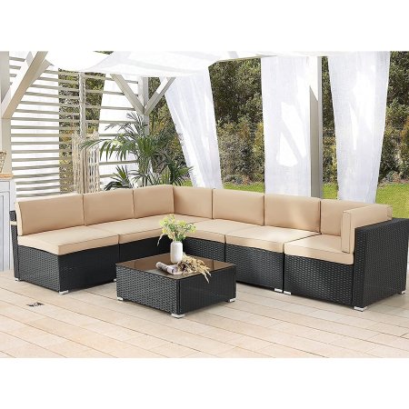  The Best Outdoor Sectional Option: Aecojoy 7-Piece Patio PE Rattan Wicker Sofa Set