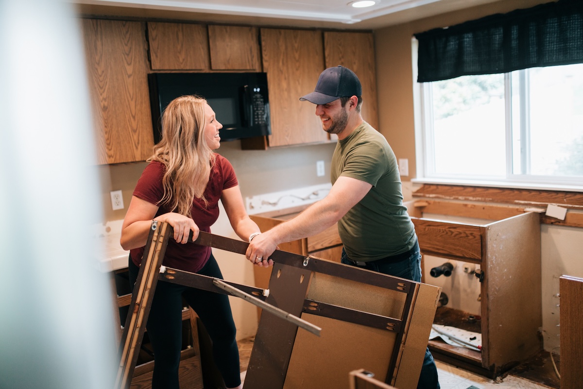 A couple remodel a kitchen and do a DIY demolition.