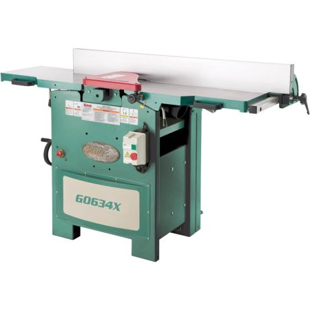  The Grizzly G0634X - 12" 5 HP Planer/Jointer on a white background