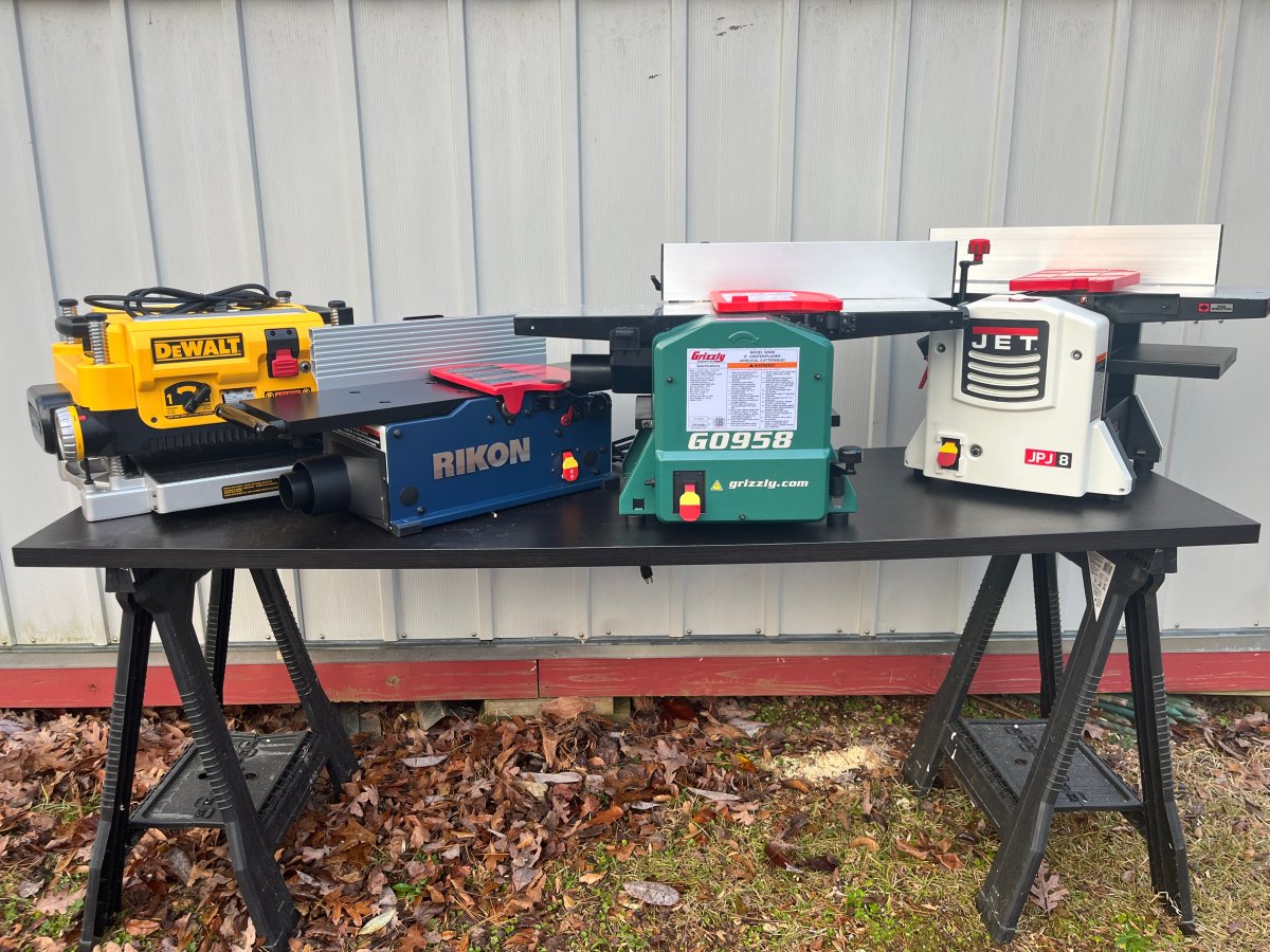 close up of all tested models of the Best Jointer Planer Combo