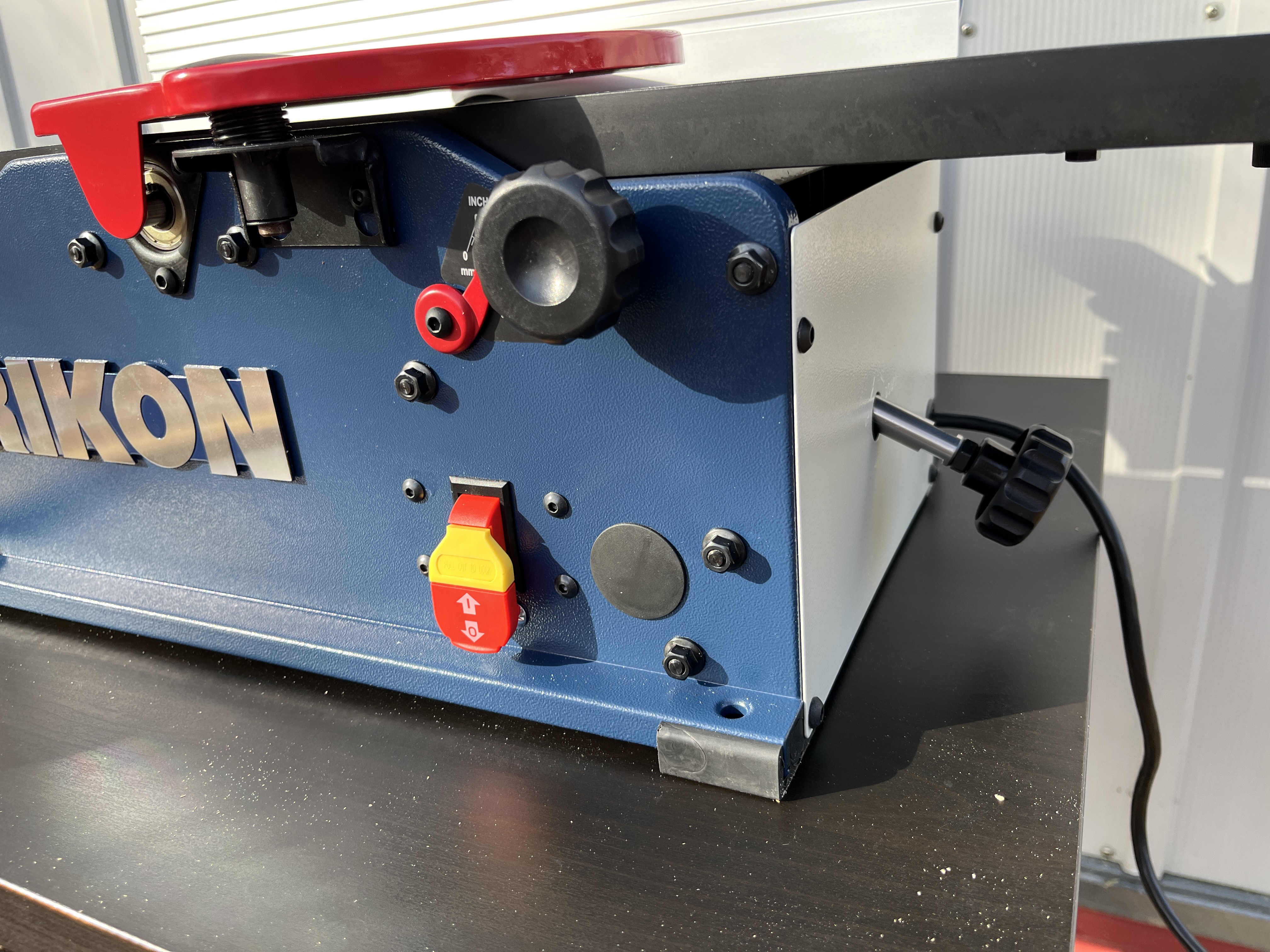 close-up of Rikon jointer controls