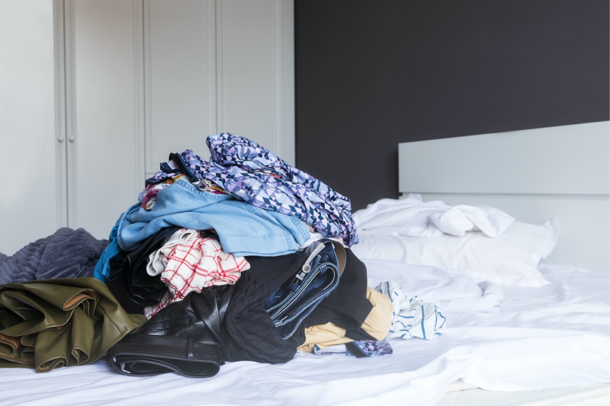 sorting laundry