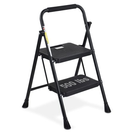  The HBTower 2-Step Folding Ladder on a white background.