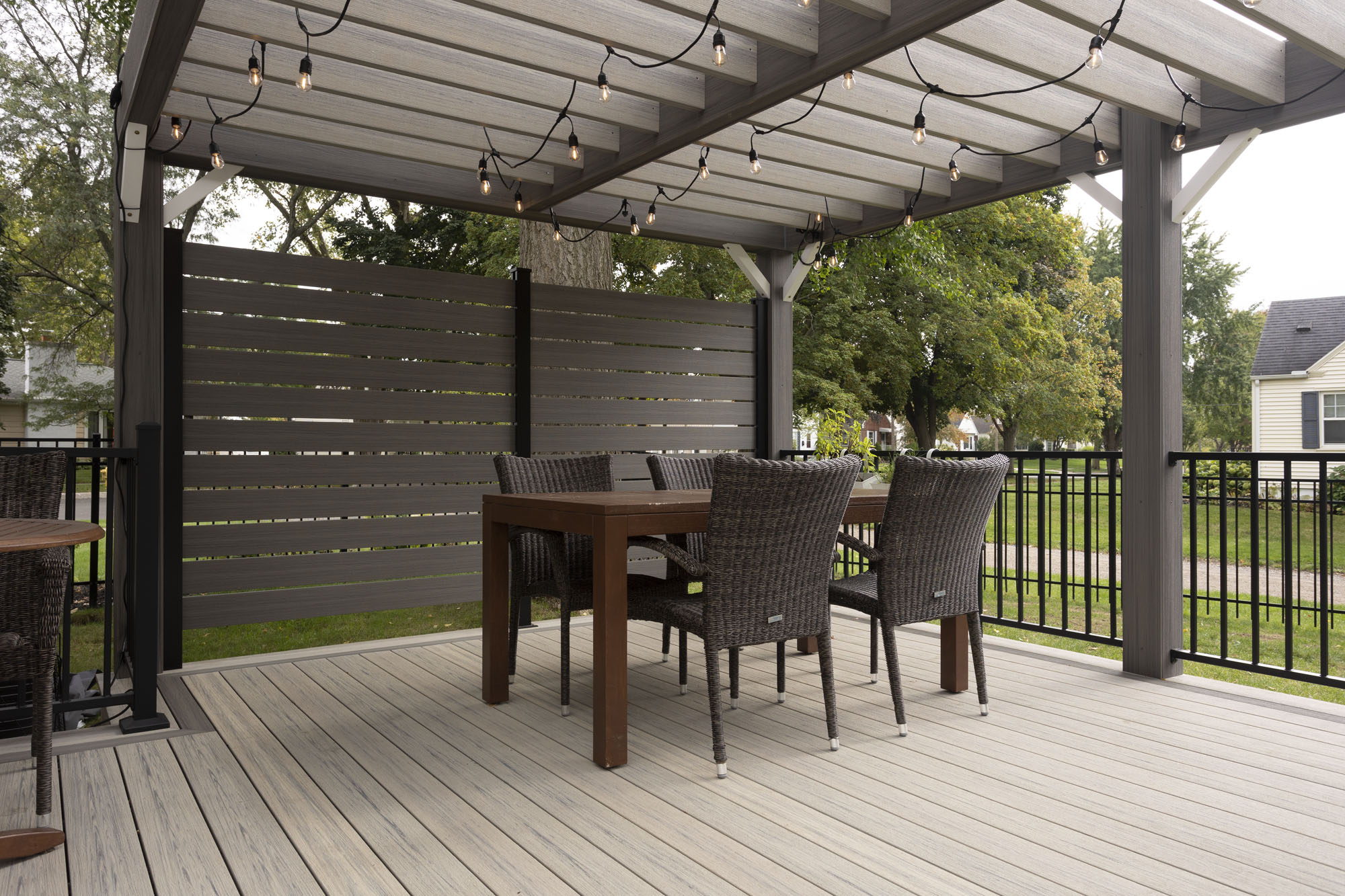 Deckorators Composite Decking with a Pergola and Privacy