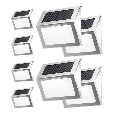  8 JackyLED 3-Sided LED Solar Step Lights on a white background