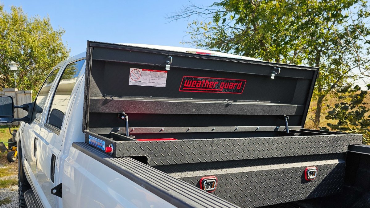 Weather Guard Aluminum Low-Profile Truck Tool Box Open