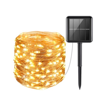  Bundle of Amir Solar String Lights with a solar panel on a white background