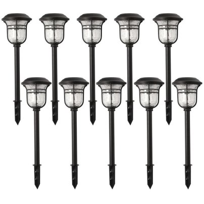 10 Hampton Bay Black Integrated LED Landscape Path Lights on a white background