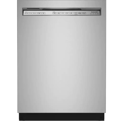 KitchenAid KDFE104HPS Front Control Dishwasher on a white background