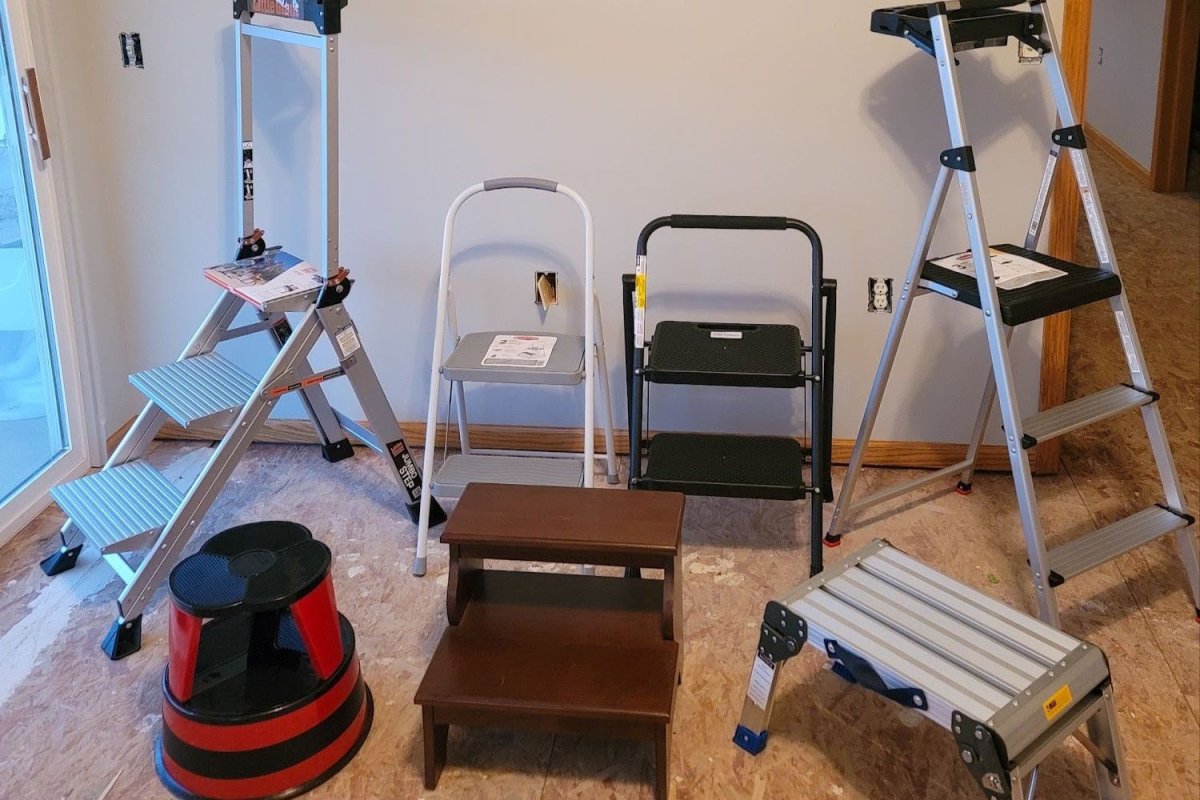 The seven best step stools grouped together before testing.